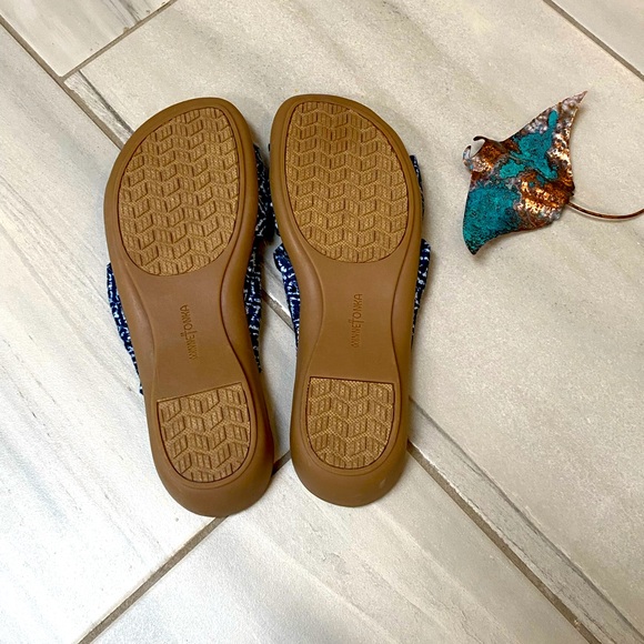 NWOT: MINNETONKA Women's Size 10 Blue/White Tribal Soft Fabric Slide Sandals 🌴 - Picture 6 of 6